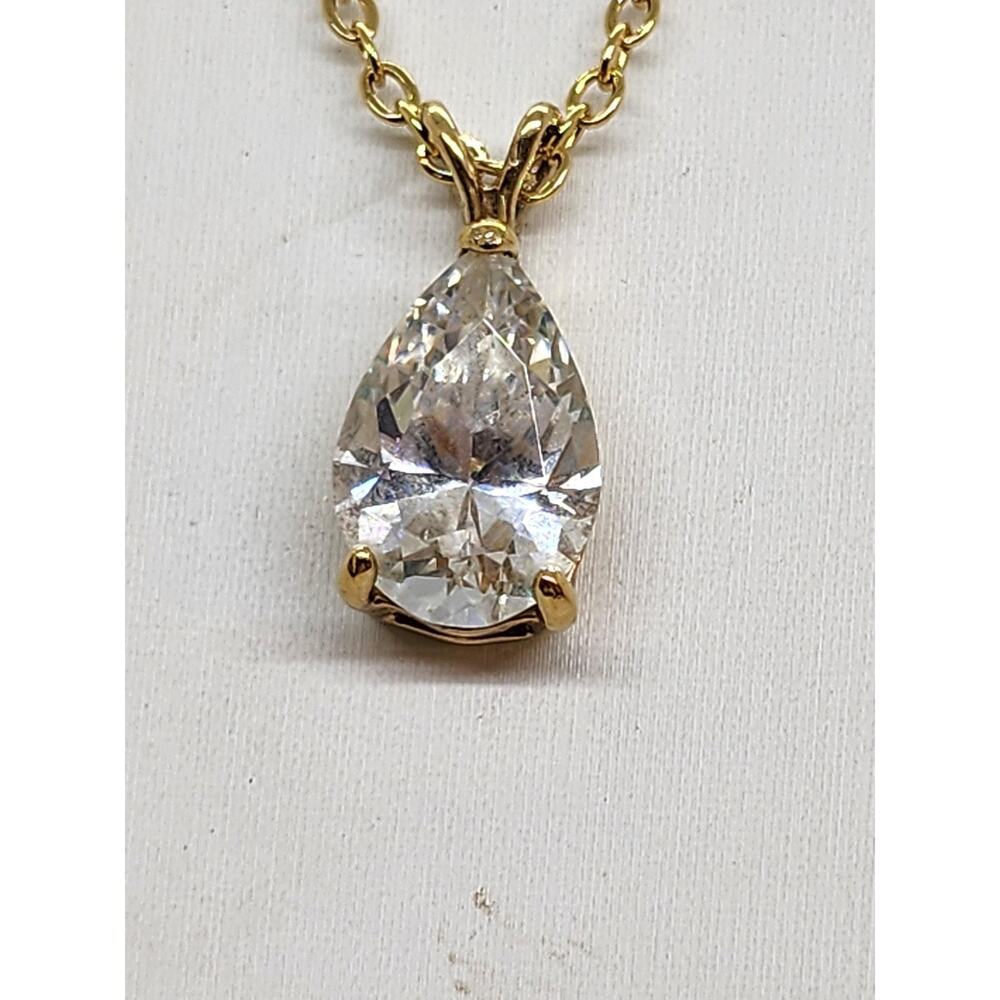 Large Chrysoprase Teardrop Pendant Necklace Gemstone Gold Plated Chain Gemstone - Picture 4 of 16